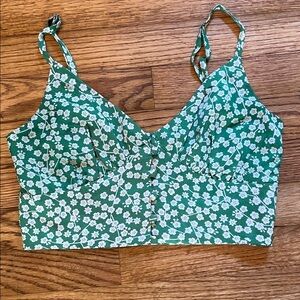 Princess Polly Green Floral Button-Front Cami with Adjustable Straps Sz4